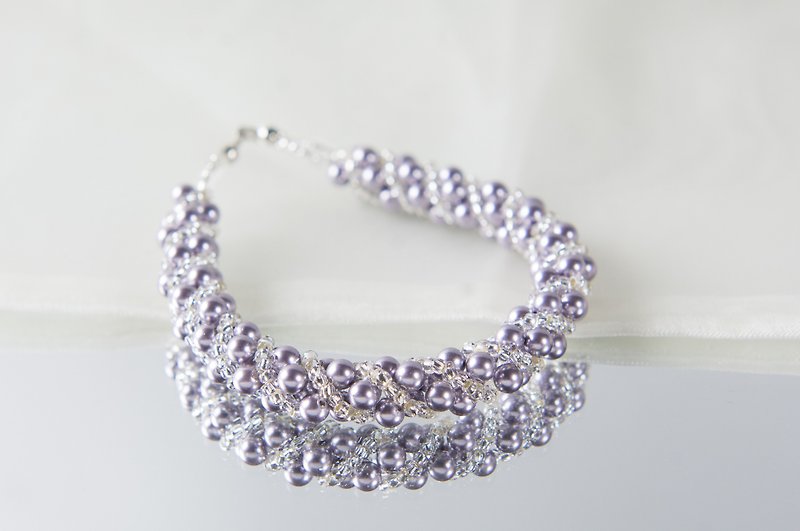 Gray twisty swarovski bracelet, 8 inches and 2 inches chain - Bracelets - Pearl Gray