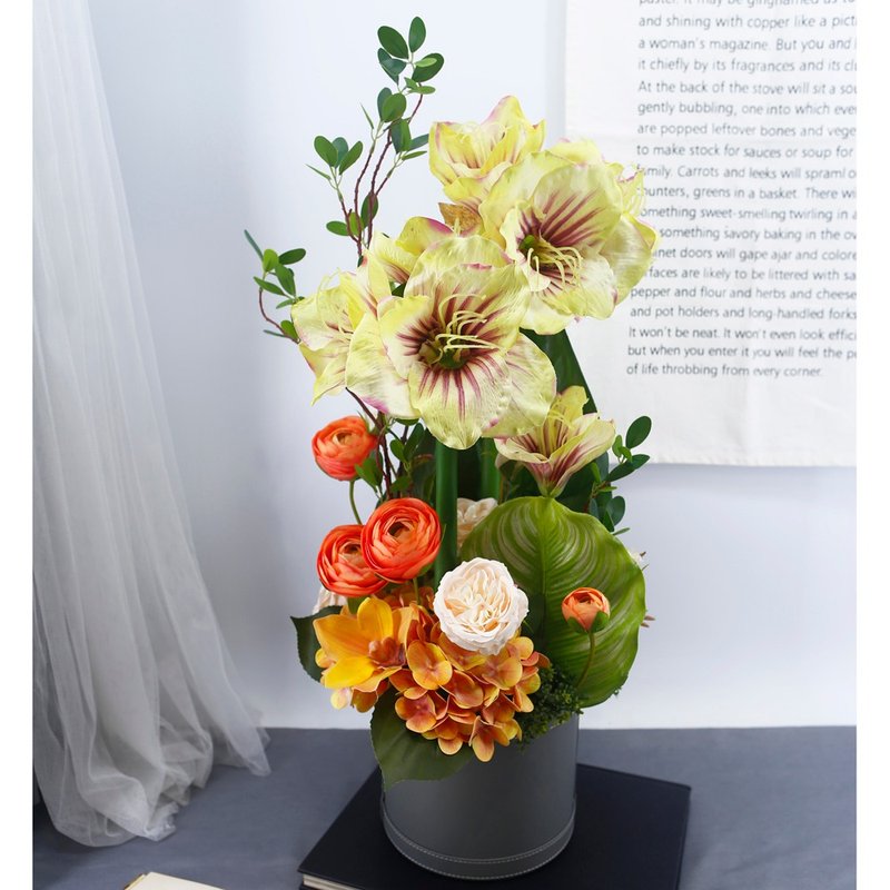 Super pink Clivia orange land lotus flower art/realistic flower/opening/housewarming/congratulations/flower ceremony/simulation flower - ตกแต่งต้นไม้ - วัสดุอื่นๆ หลากหลายสี