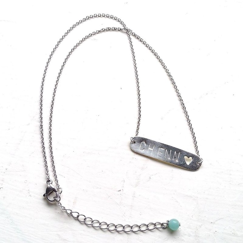 Customization - natural stone brand necklace - สร้อยคอ - โลหะ สีเทา