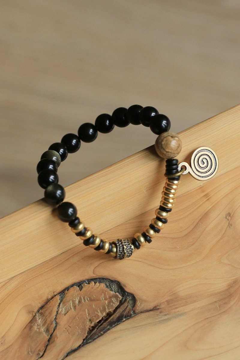 No.8-Original & Black Gold | Picture Stone Bronze Stone Stone | Retro Artistic Personality - Bracelets - Semi-Precious Stones 