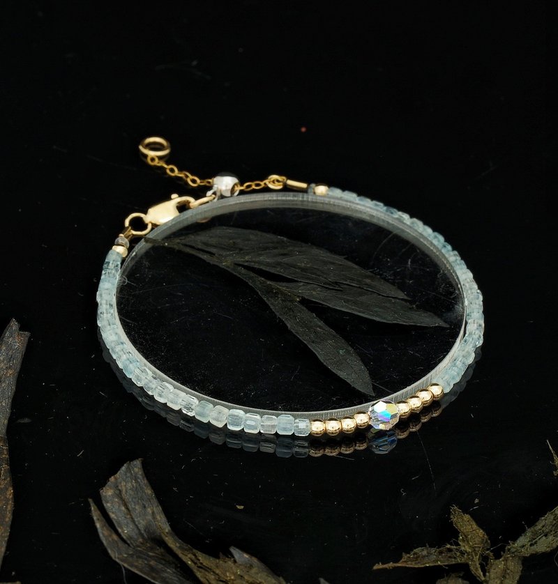 日本 Cenfill 鋼絲 2.5mm 海藍寶 14KGF Swarovski 水晶手鍊 - 手鍊/手環 - 寶石 