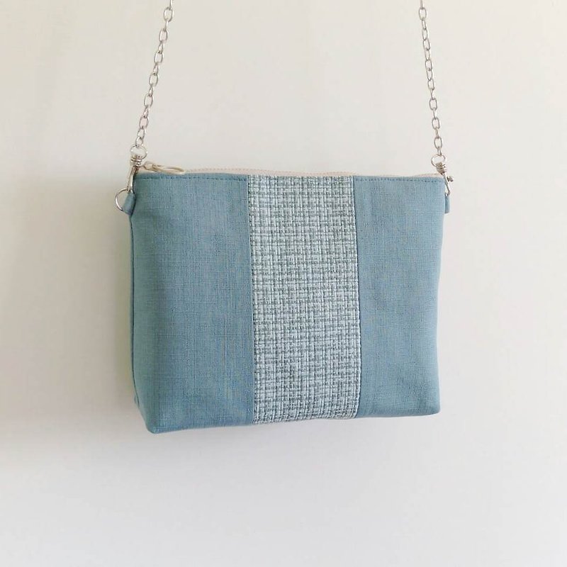 Special stitching lake green zipper bag-if the chain is changed to the cloth, please private message the designer - Messenger Bags & Sling Bags - Cotton & Hemp Green