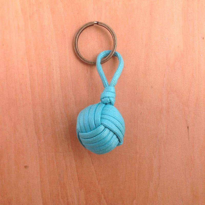 Monkey fistknot sailor key ring-Turkish blue - ที่ห้อยกุญแจ - วัสดุอื่นๆ หลากหลายสี