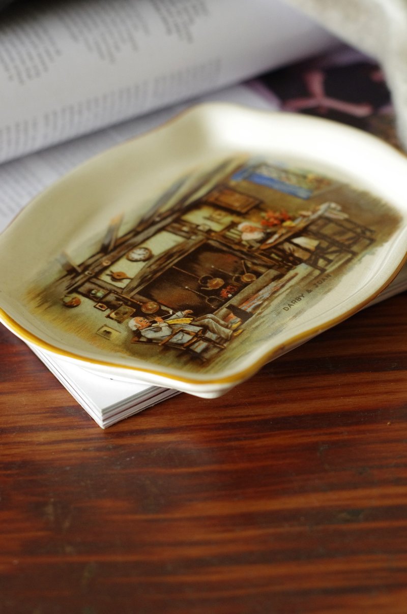 古董陶瓷方型老爺爺奶奶日常碟子 盤子 英國製 W460 - 擺飾/家飾品 - 其他金屬 金色