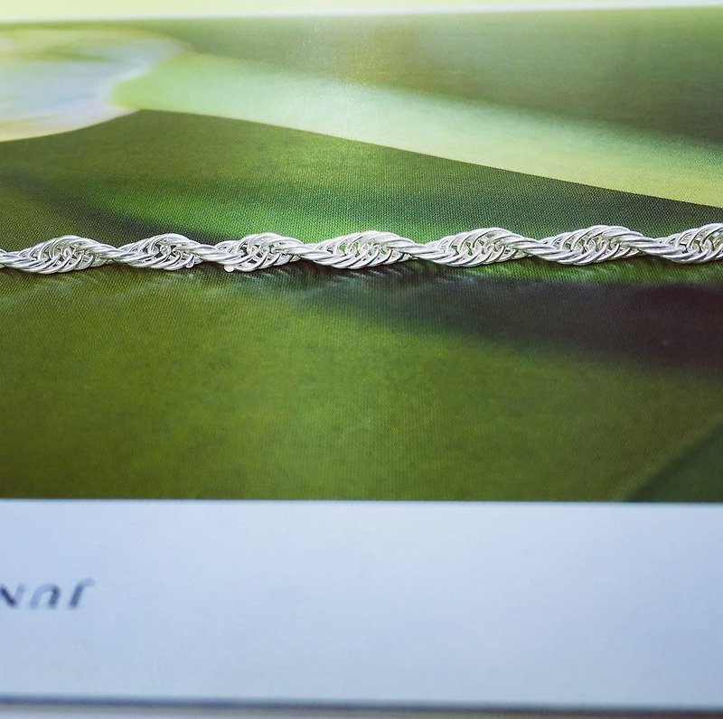 925 sterling silver simple personality [water ripple thick bracelet] - Bracelets - Sterling Silver Green