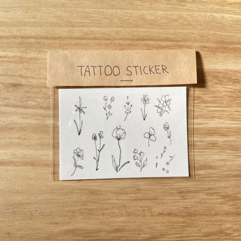 Wildflower tattoo sticker - สติ๊กเกอร์แทททู - กระดาษ สีดำ