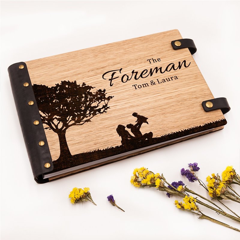 Personalized wedding wooden photo album (guest book) |  anniversary gifrs - Photo Albums & Books - Wood 