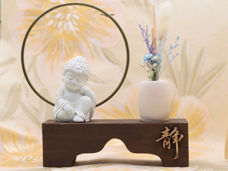 倒流香禪風小佛套組-悟道 靜座 台灣原創 在地生產送台灣製倒流香 - 香氛/精油/擴香 - 其他材質 白色