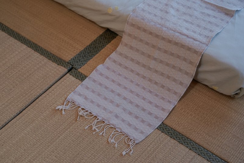 Pure and dye-free #168 // embossed pattern cotton home scarf - Knit Scarves & Wraps - Cotton & Hemp White