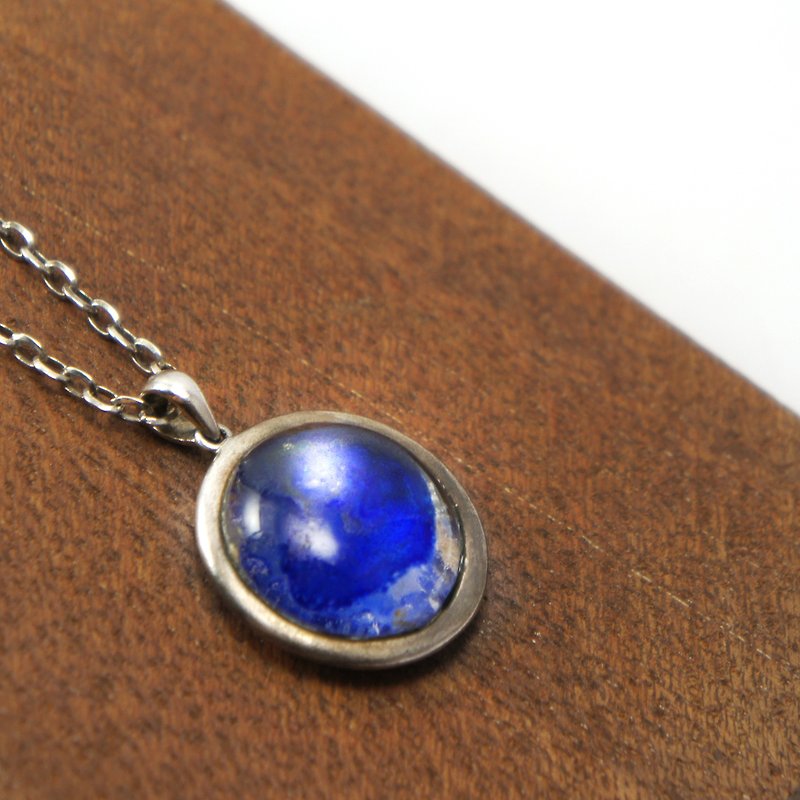 【】 If the blue kiln burning silver sterling silver necklace - Necklaces - Other Metals Blue