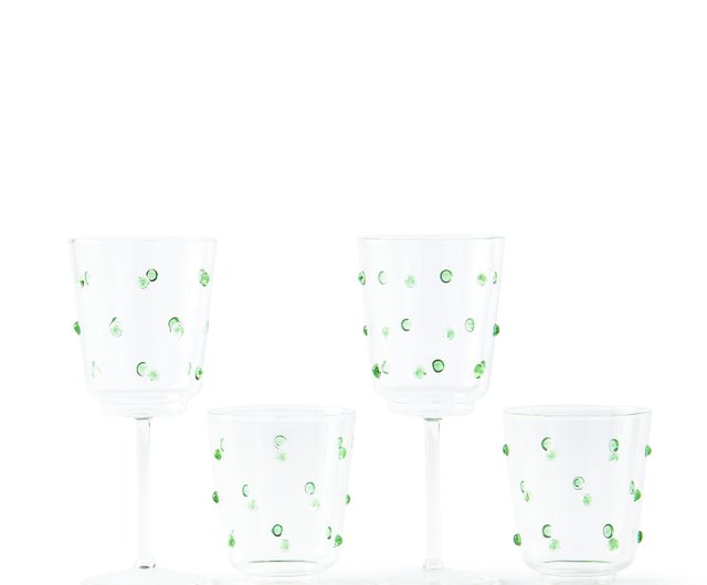 POLSPOTTEN Nob Tumbler in Green/Clear | Set of 2