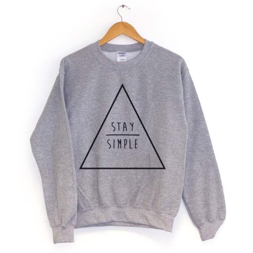 hipster STAY SIMPLE-Triangle保持簡單大學刷毛美國棉T-灰色 三角形 文青 藝術 設計 時髦 文字 時尚