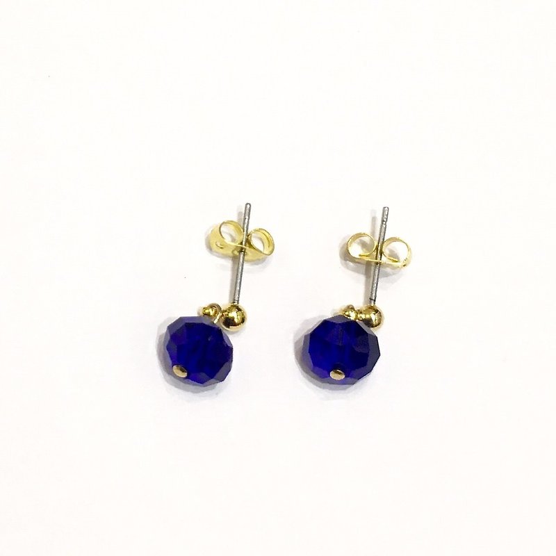 Deep sea zoom pin / clip earrings - ต่างหู - เครื่องเพชรพลอย สีน้ำเงิน