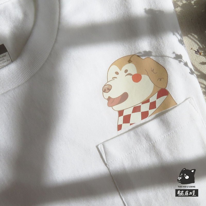 Leg library strength_Taiwan original design T-shirt_Unisex version_Racing driver Pippi (pocket style) - Men's T-Shirts & Tops - Cotton & Hemp White