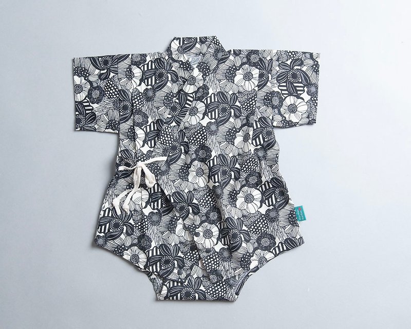 Onesies Gauze Clothes - Flower 3 Handmade Shiping Baby - ชุดทั้งตัว - ผ้าฝ้าย/ผ้าลินิน สีดำ
