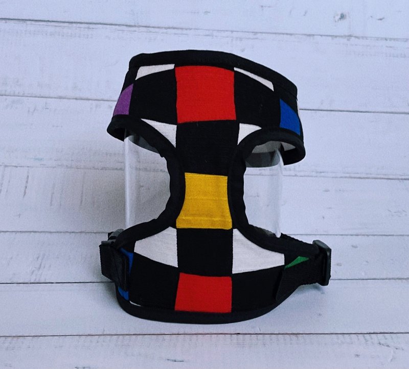 カラフル市松模様のハーネス【黒】 - 寵物衣服 - 棉．麻 黑色