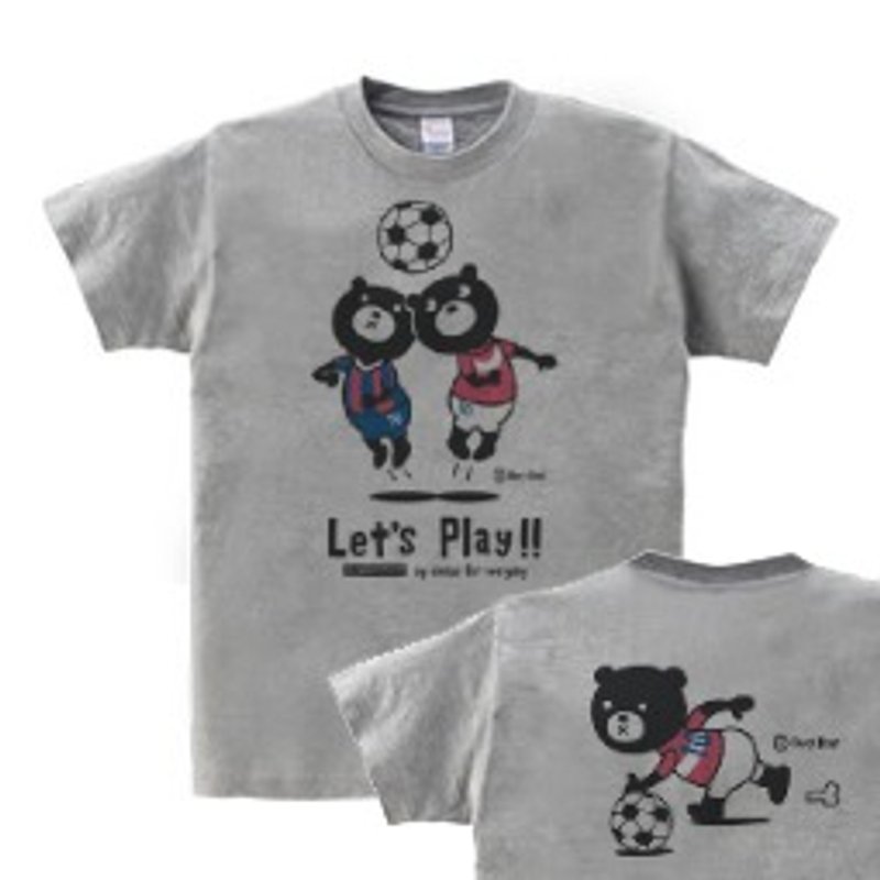 Soccer & Easy ☆ Bear WS~WL S~XL T-shirt order product] - เสื้อฮู้ด - ผ้าฝ้าย/ผ้าลินิน สีเทา