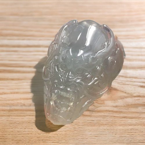 瓔珞翡翠 冰種翡翠精雕霸王龍首 | 天然緬甸玉A貨翡翠 | 送禮
