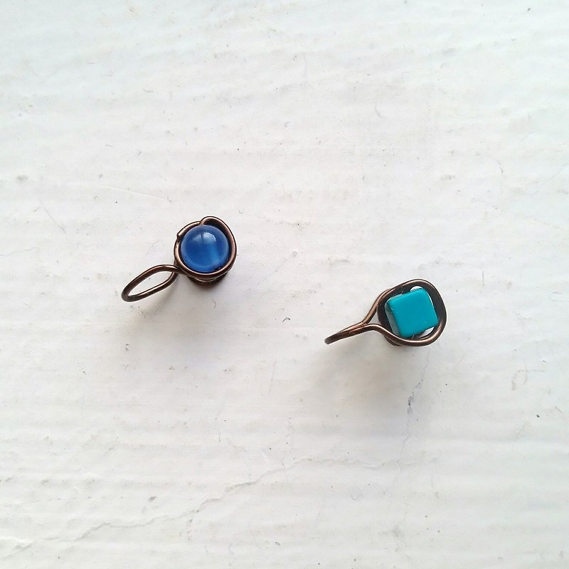 Turquoise Painless Clip-on earrings - ต่างหู - เครื่องเพชรพลอย 