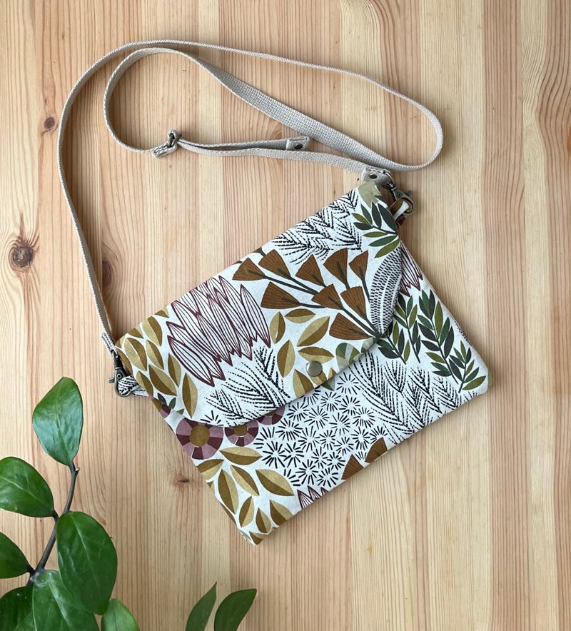 Cotton bag imported from Japan, fresh and natural plant and flower printed cotton bag, can be used as a clutch bag - Handbags & Totes - Cotton & Hemp Multicolor