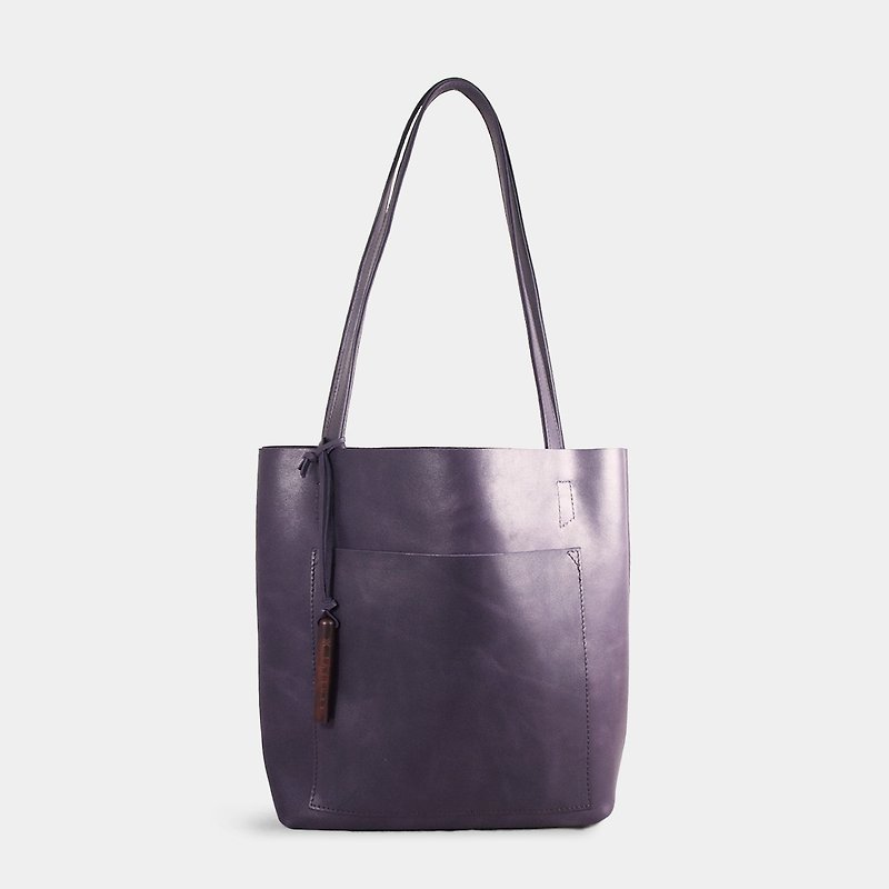 台灣工作室手作皮件 - S1T1 紫色牛皮托特包 - 側背包/斜孭袋 - 真皮 紫色