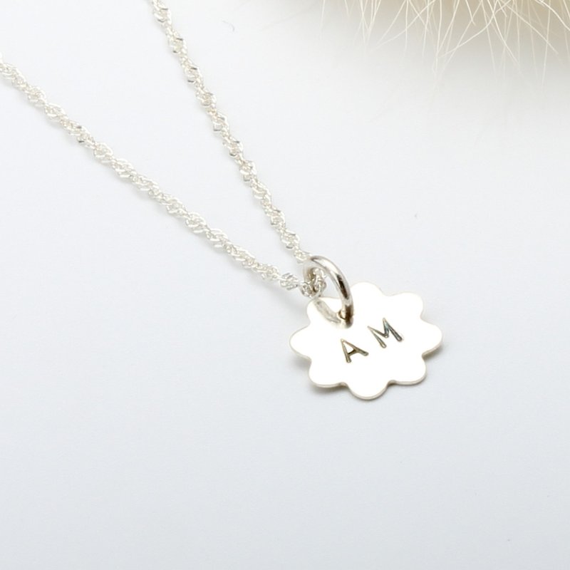Custom sunshine stamping letter digit s925 sterling silver necklace - Collar Necklaces - Sterling Silver Silver
