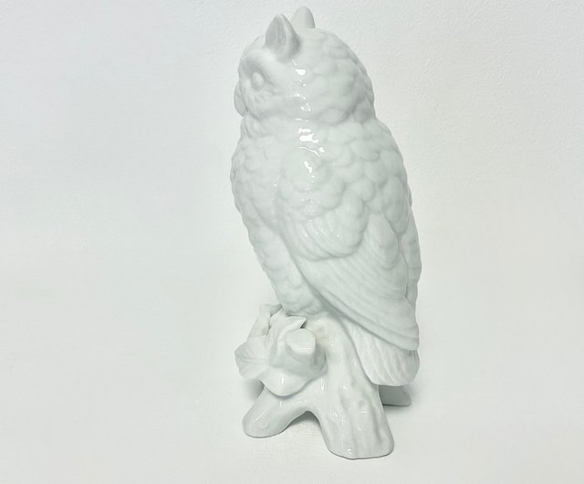 白磁のフクロウのフィギュリン - ショップ Painter's Garden