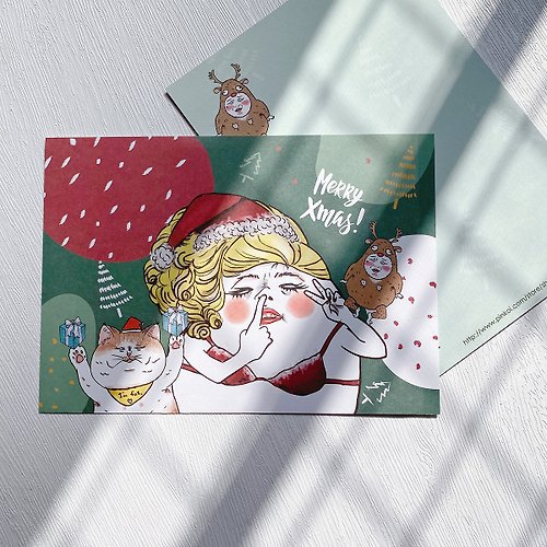 Shock MAMA 蛋定人生 聖誕豬鼻女 明信片 聖誕卡片