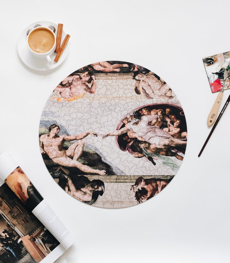 Wooden Jigsaw Puzzle, Creation of Adam Mosaic Puzzles, Gift for Art Lovers - 拼圖 - 木頭 