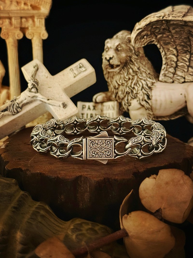 [Baroque Series] Baroque tiles/vines/totem/bracelet/sterling silver - Bracelets - Sterling Silver Silver