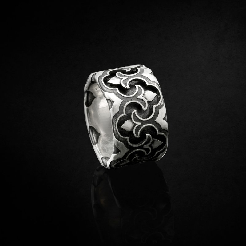 Granada Handmade 925k Oxidized Sterling Silver Statement Ring - 戒指 - 純銀 
