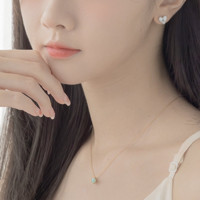 【Where the Heart Wants】Amazonite Natural Stone Necklace - สร้อยคอ - สแตนเลส 