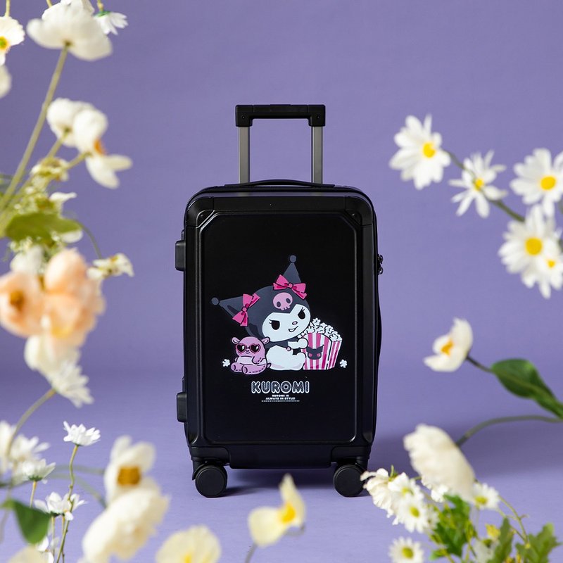 [Sanrio] KUROMI 20-inch zippered fat suitcase suitcase suitcase-foodie black - Luggage & Luggage Covers - Plastic Black