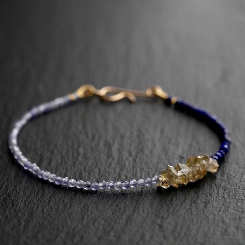 Oil in Quartz& Lapis lazuli,Tanzanite asymmetry Bracelet - Bracelets - Gemstone Blue