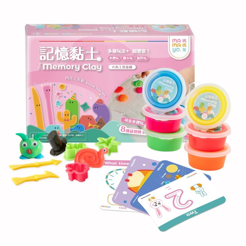 mamayo memory clay 6-color tool set (including non-toxic clay cards, stamping tools, and anthropomorphic accessories set - Kids' Toys - Silicone 