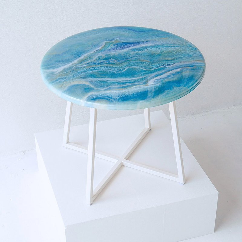 Marble Epoxy Resin Round Coffee table custom to order - 餐桌/書桌 - 木頭 多色
