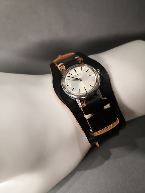 SAGW Share a good watch IWC萬國錶 1960s 自動上鍊女表/手工錶帶/黑色錶帶