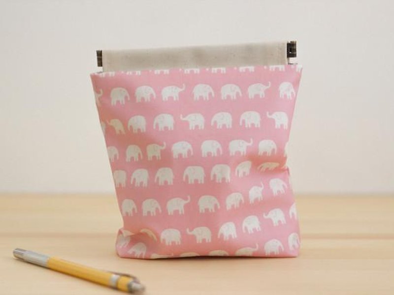 Laminated Fabric Charger case, Cosmetic pouch, Ditty bag, Make-up Case, Travel pouch Waterproof / pink elephants - Toiletry Bags & Pouches - Other Materials Pink