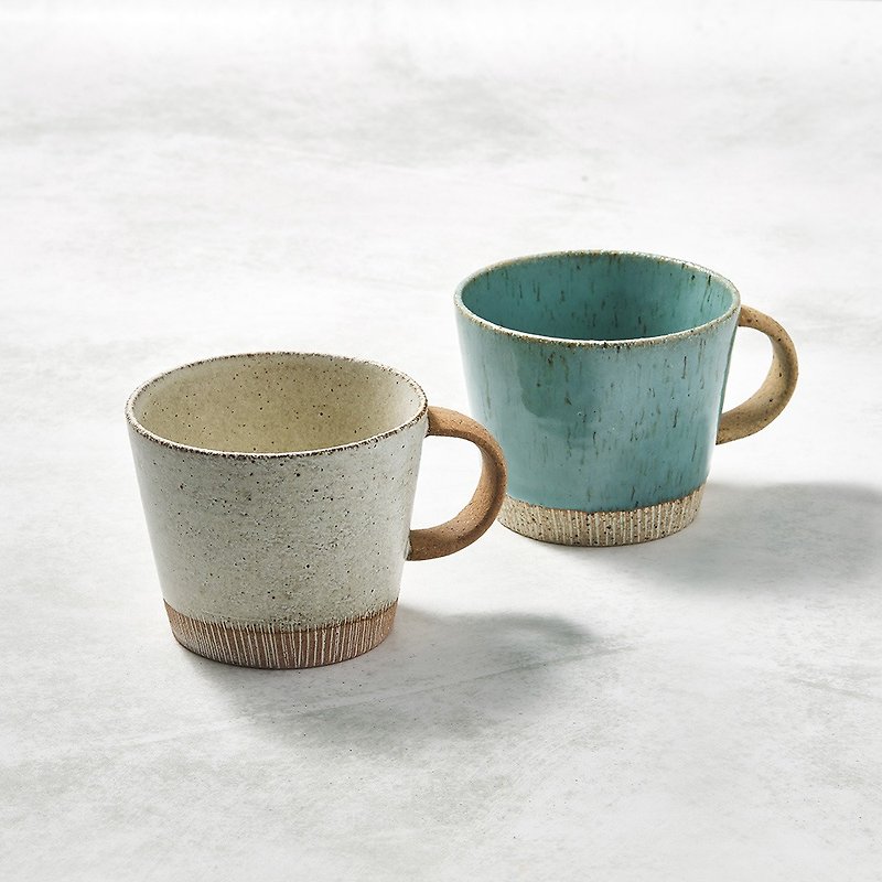 日本美濃燒 - 細刻紋馬克杯 - 對杯組(2件式) - 杯/玻璃杯 - 陶 多色