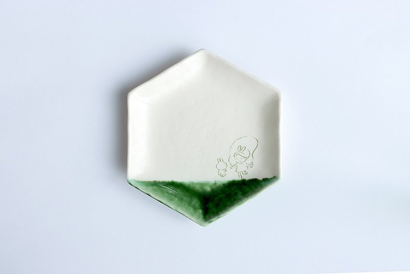 mmd / plate / forest green / Yoriyuki Ikegami - จานเล็ก - ดินเผา สีเขียว