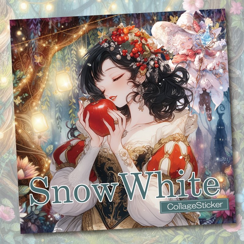 SnowWhite collage sticker box - สติกเกอร์ - กระดาษ ขาว