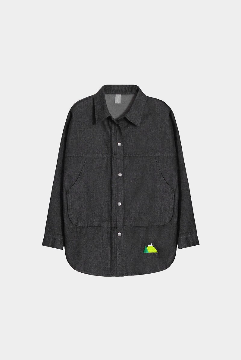 [] Valentine's Day special edition handsome mountain / water black shirt zipper jacket - Men's Shirts - Other Materials Black