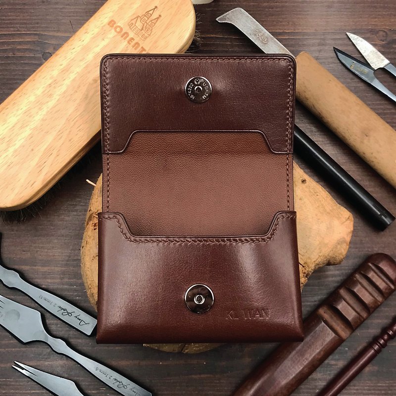 【Name Card Case】Brown Calf | Business | Handmade Leather in Hong Kong - Card Holders & Cases - Genuine Leather Brown
