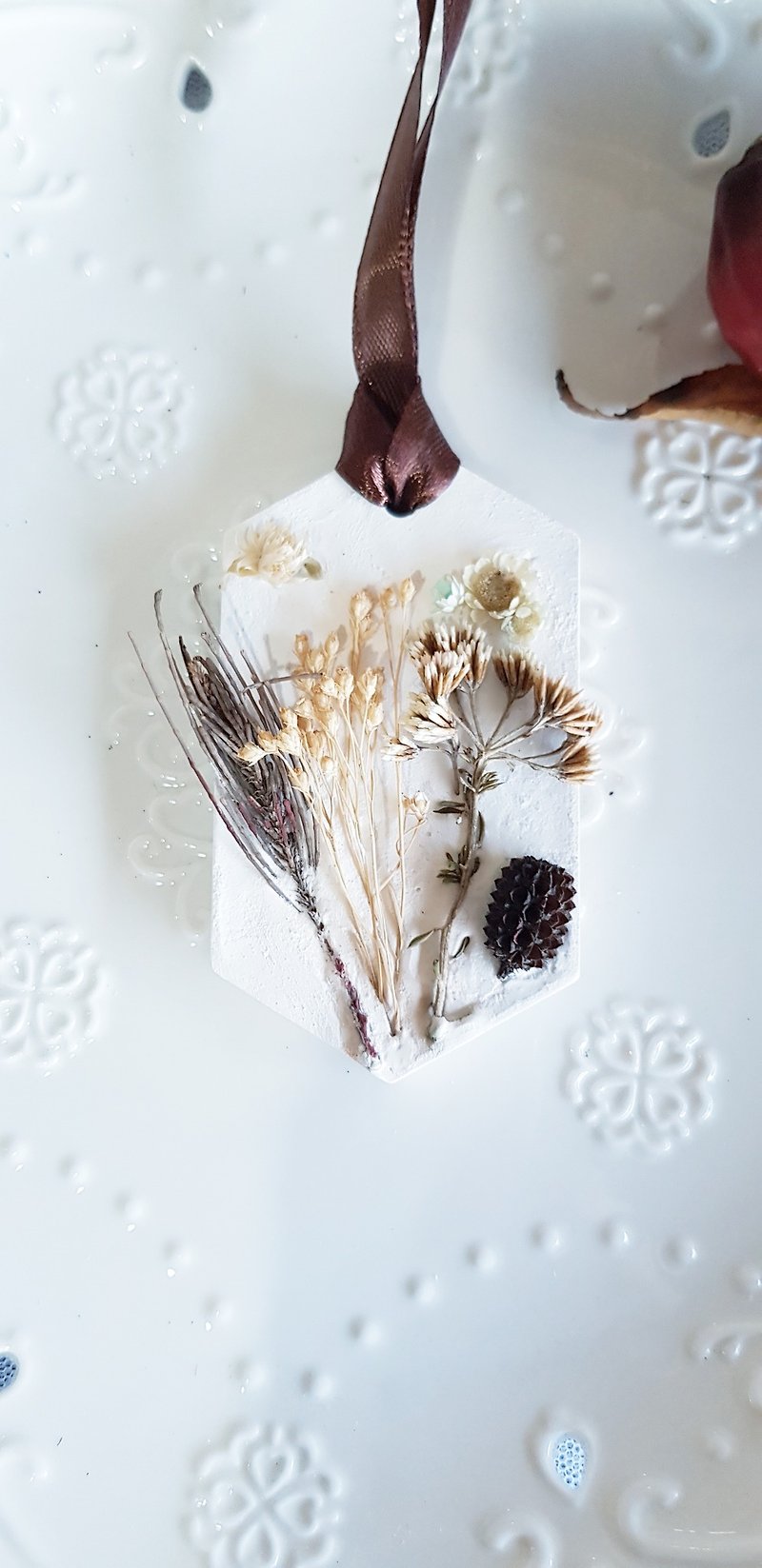 [花]ウェディング小アロマストーン - 乾燥花 - 香りのレンガ - クリスマスプレゼント - アロマ・線香 - その他の素材 ホワイト