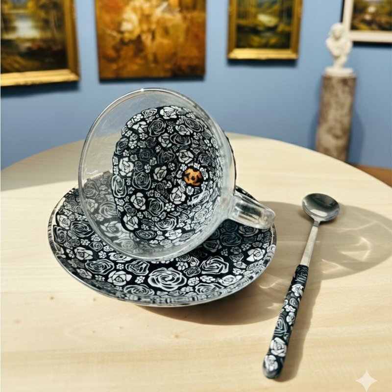 軟陶包邊玻璃杯盤組 | 手感與光影共存的日常器物 - 茶壺/茶杯/茶具 - 陶 