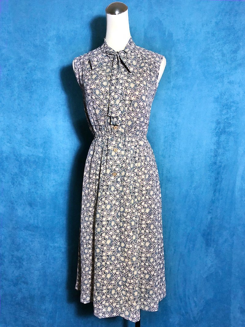 Bow tie flower sleeveless vintage dress / abroad to bring back VINTAGE - ชุดเดรส - เส้นใยสังเคราะห์ หลากหลายสี