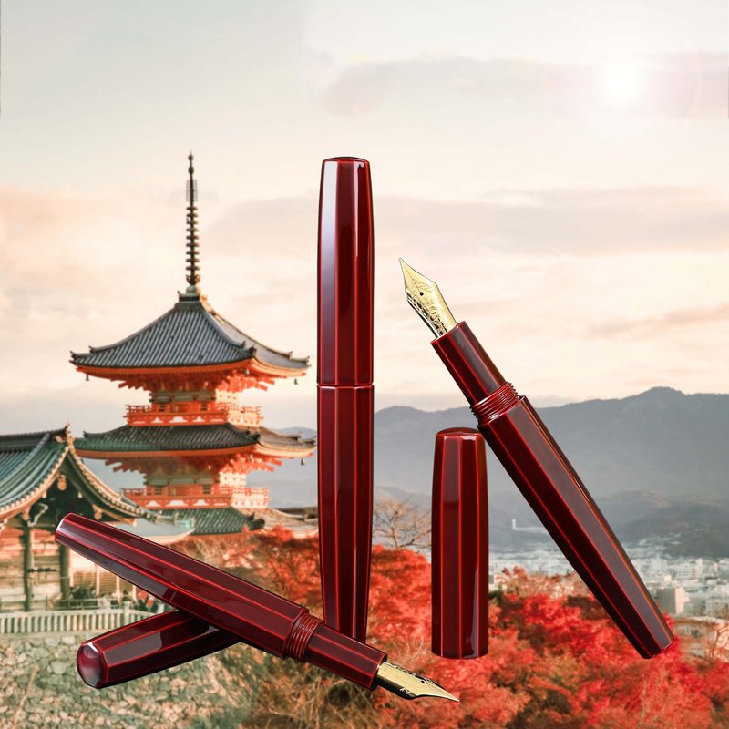 CYPRESS【鴇溜-九角】氣密套筆蓋設計 傳統工藝  漆藝鋼筆 - 鋼筆 - 其他材質 紅色