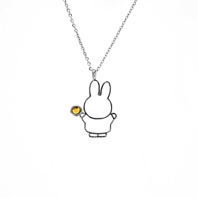 【Pinkoi x miffy】Miffy 托帕石奧地利水晶項鍊 | 十一月誕生石 - 項鍊 - 水晶 黃色