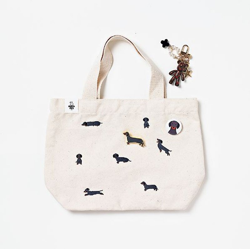 Dachshund dog bag - Messenger Bags & Sling Bags - Cotton & Hemp White