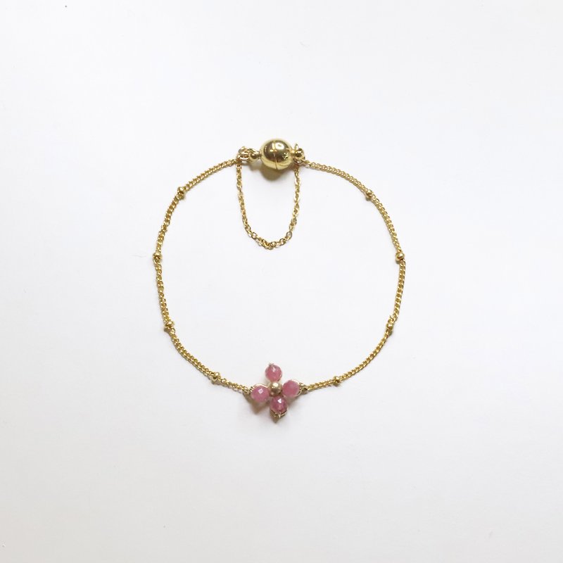 Flower Density | Pink Tourmaline Bracelet - สร้อยข้อมือ - โลหะ สึชมพู